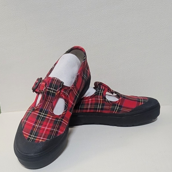 Vans Mary Jane Sneakers Red Tartan Plaid Sz 8 Style 93 - Picture 6 of 10